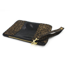 Shimmery Black & Gold Leather Evening Clutch/Wristlet - N.Kluger Designs clutch