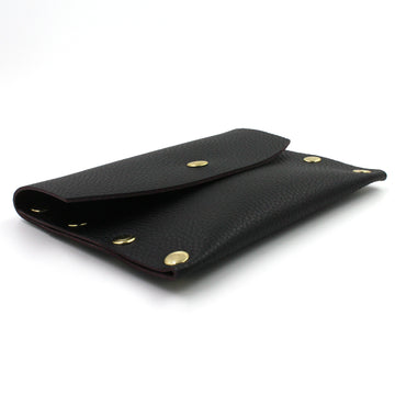 Black & Mauve Leather Card Case / Mini Wallet
