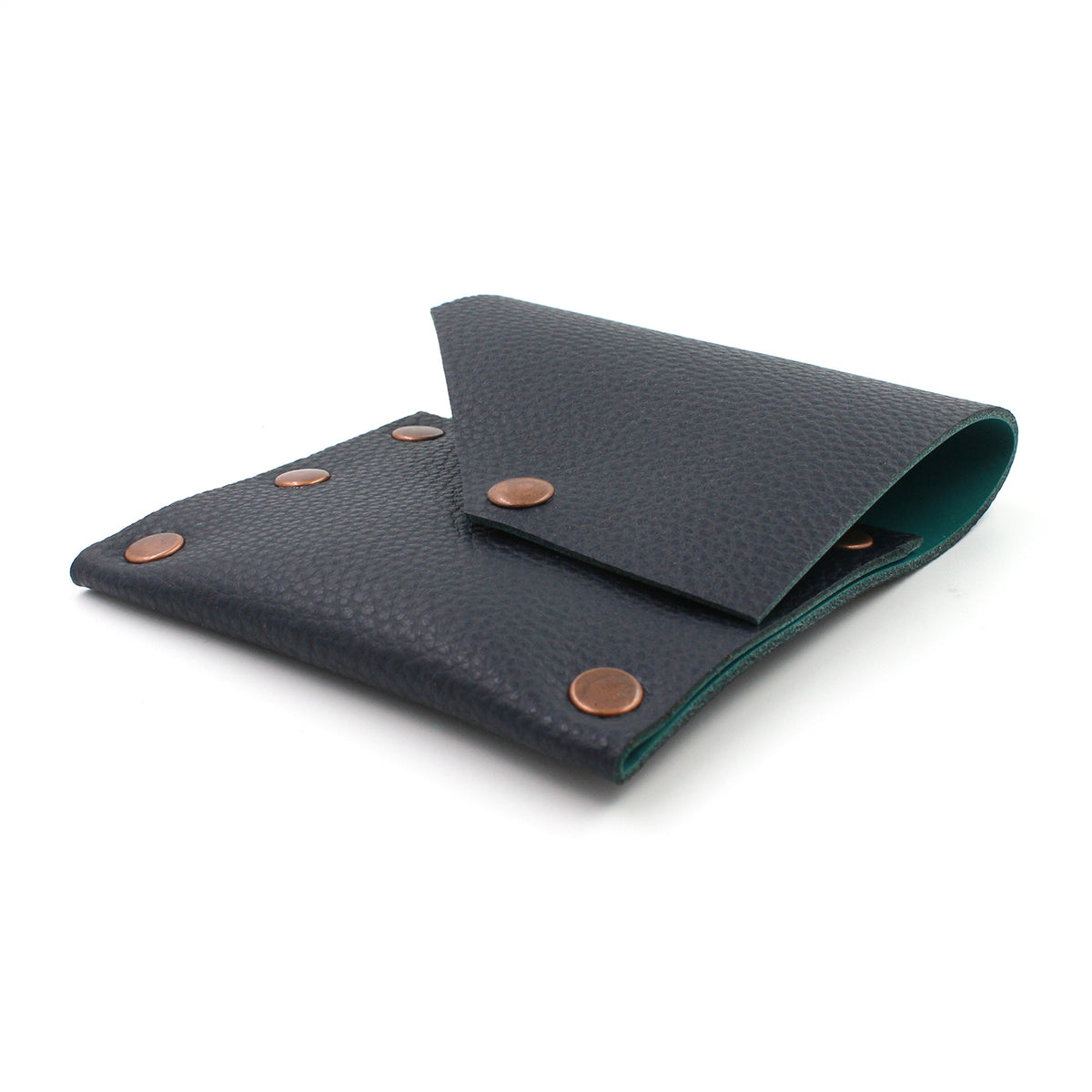 Navy & Turquoise Leather Business Card Case - N.Kluger Designs Card Case