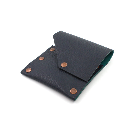 Navy & Turquoise Leather Business Card Case - N.Kluger Designs Card Case