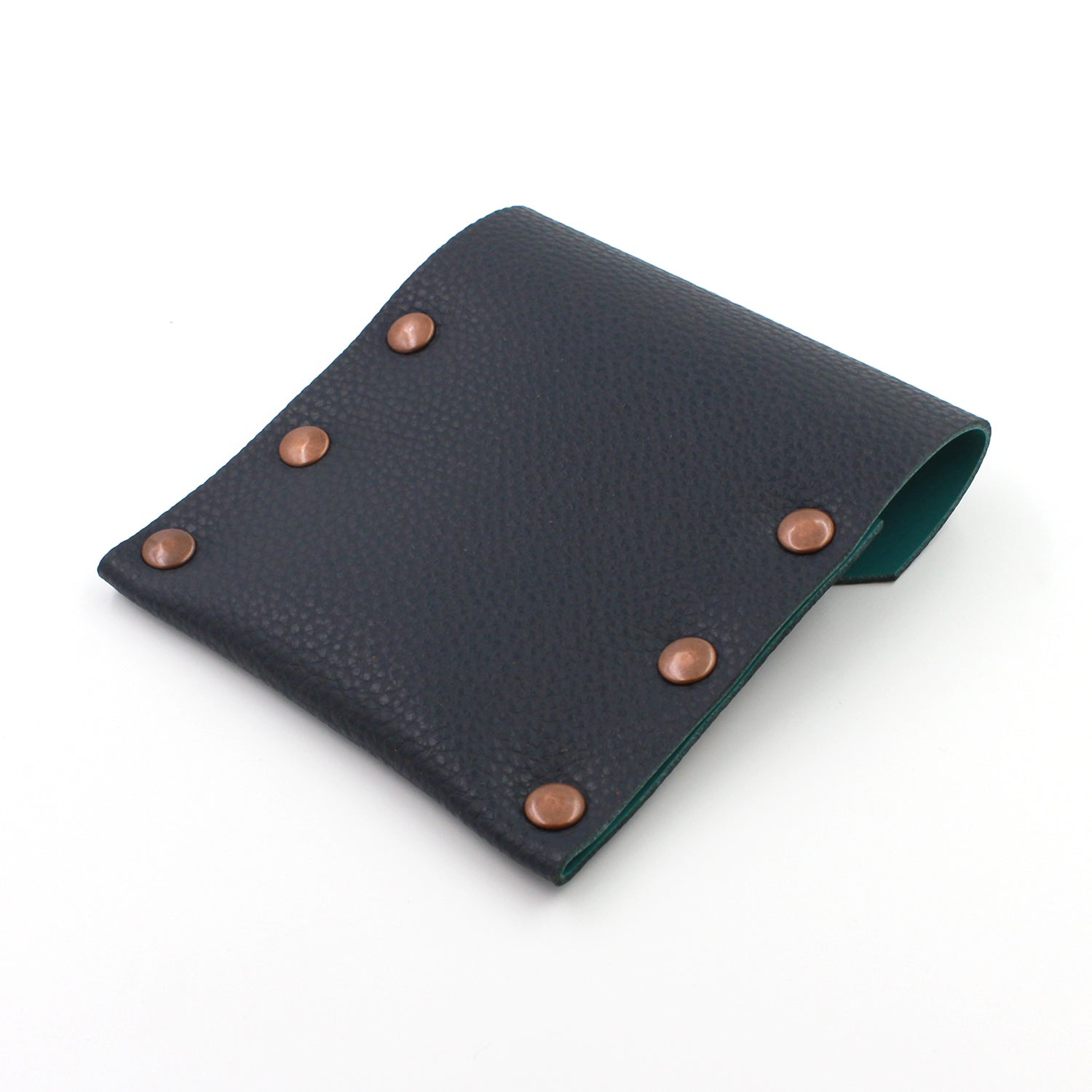 Navy & Turquoise Leather Business Card Case