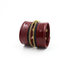 Red Leather "Zither" Zip Bracelet