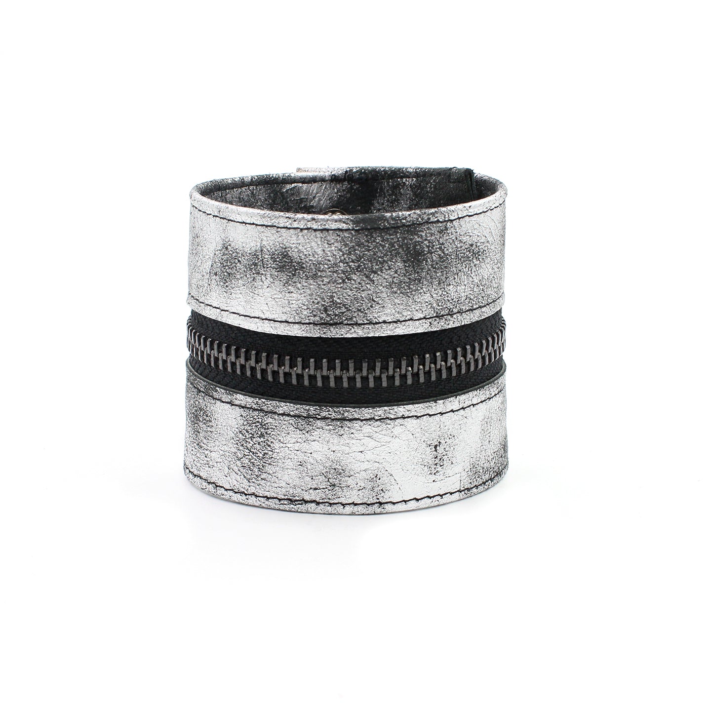 Metallic Silver Gunmetal Leather 