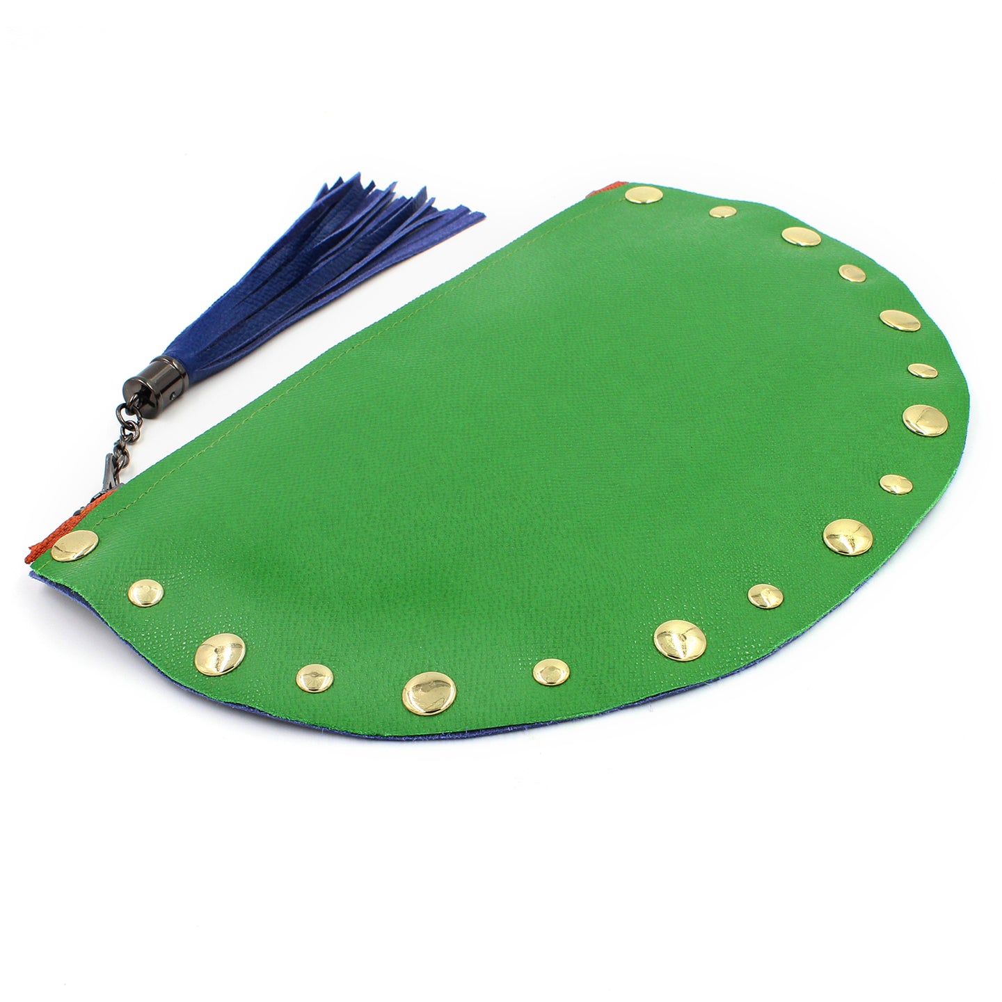 Green & Blue Half Moon Genuine Leather Clutch - N.Kluger Designs clutch