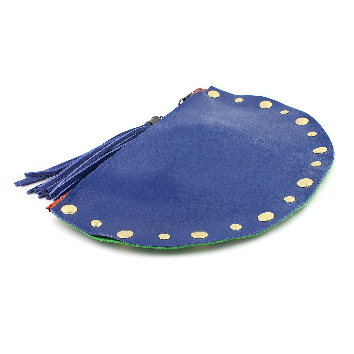 Green & Blue Half Moon Genuine Leather Clutch - N.Kluger Designs clutch