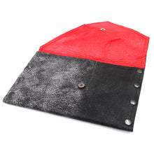 Rock Star Gunmetal Leather Clutch with Red Glitter Metallic Interior