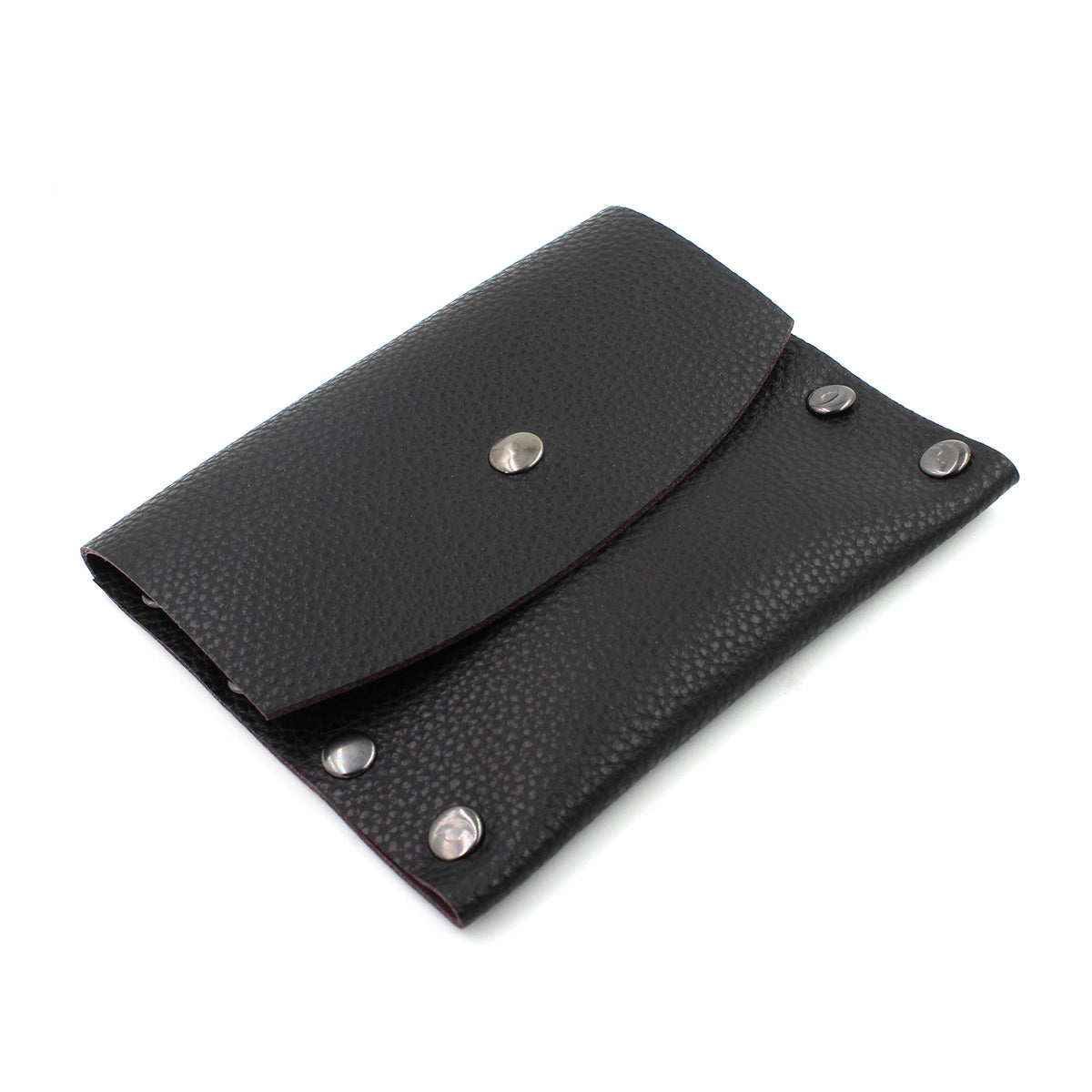 Black & Mauve Leather Card Case / Mini Wallet - N.Kluger Designs Card Case