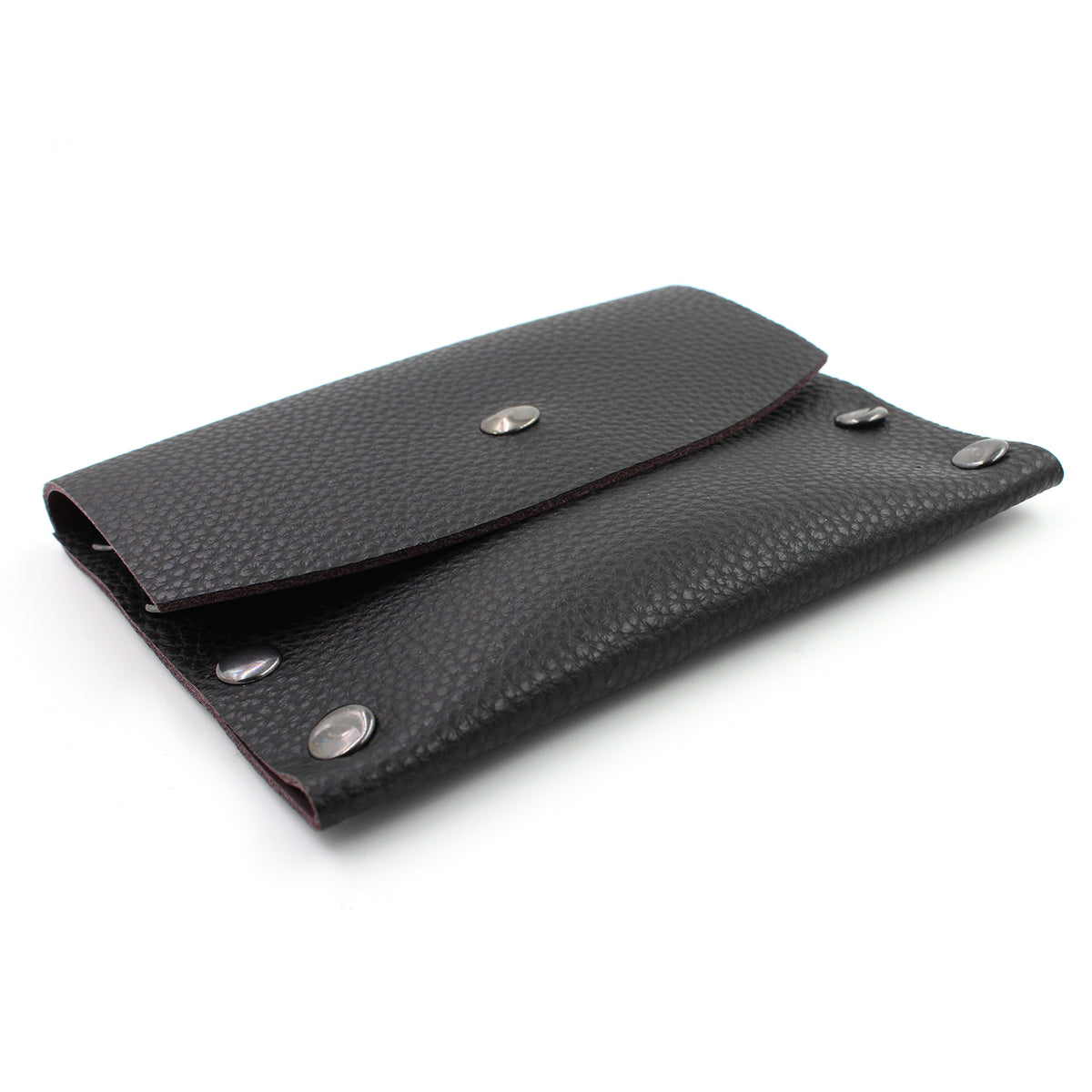 Black & Mauve Leather Card Case / Mini Wallet - N.Kluger Designs Card Case