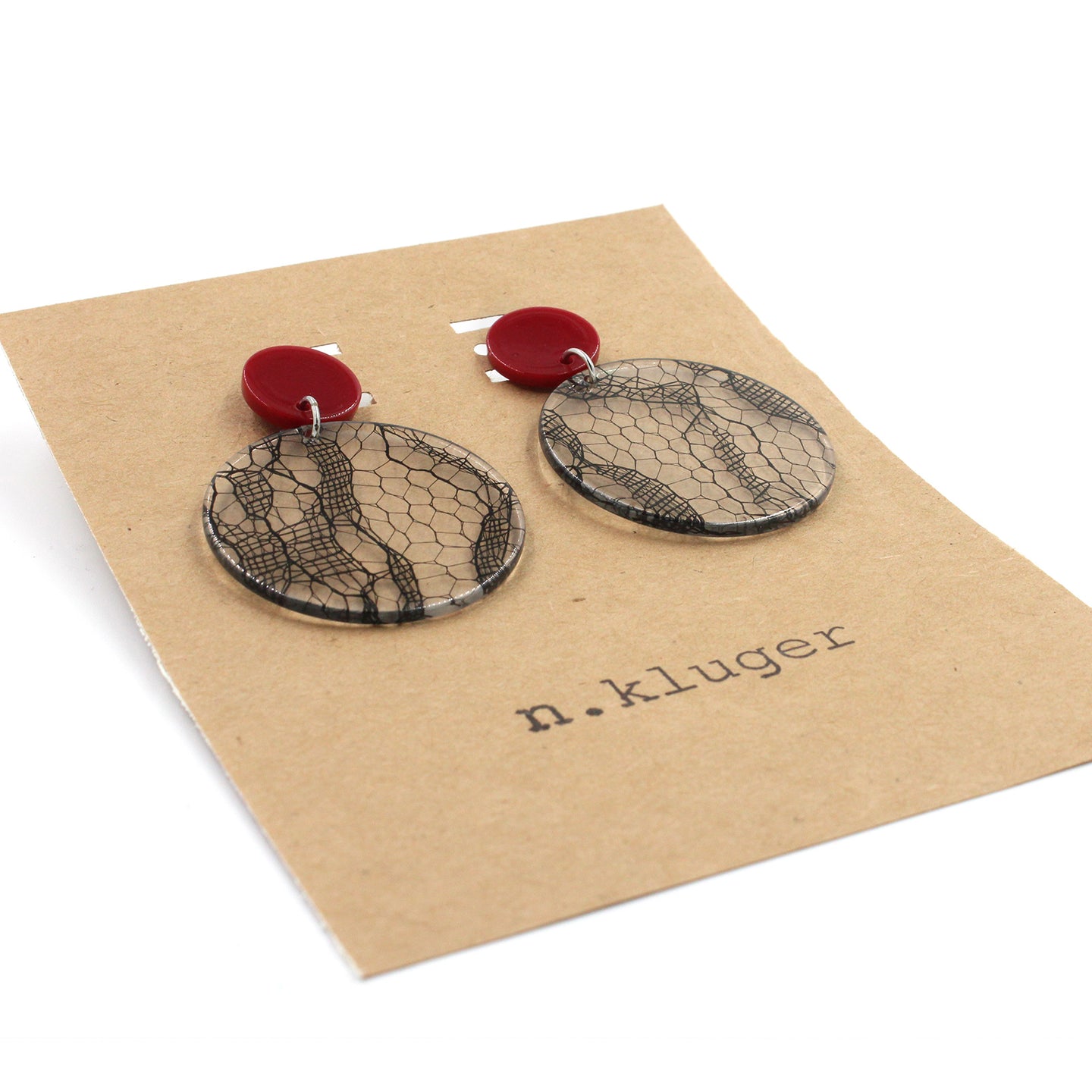 Sexy Black Lace Circle Acrylic Drop Earrings