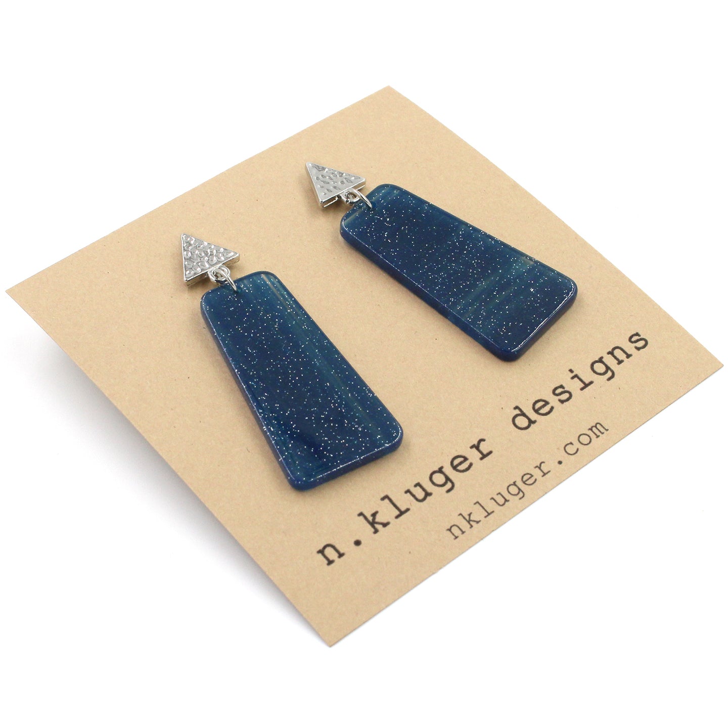 Glittery Midnight Blue Acrylic Dangle Earrings