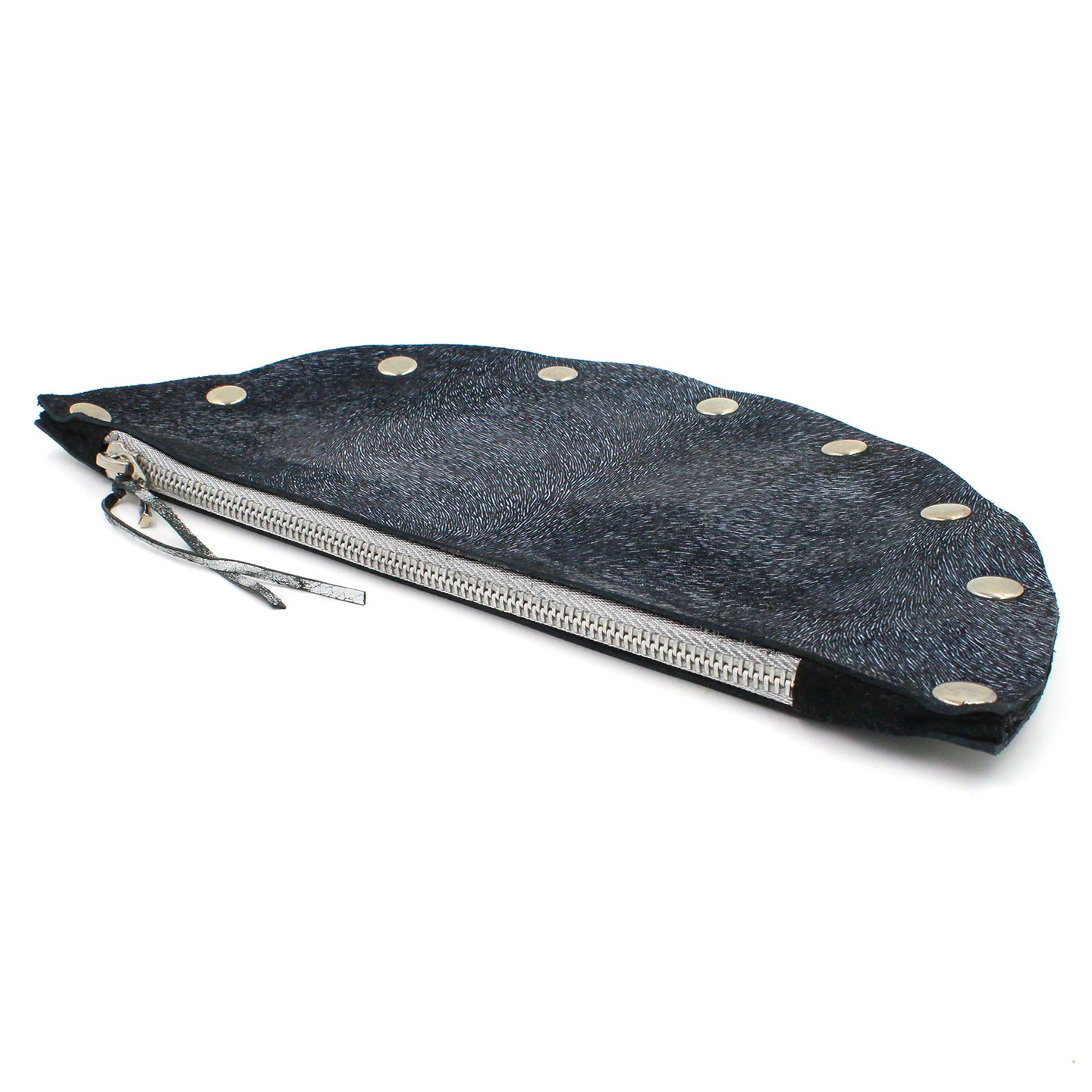 Handmade Navy Blue Half Moon Leather Clutch