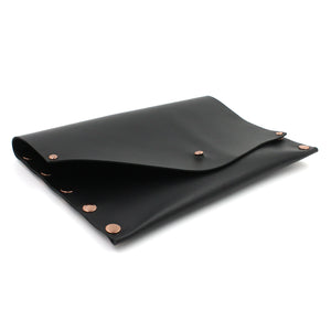 Black Leather Clutch with Copper Rivets