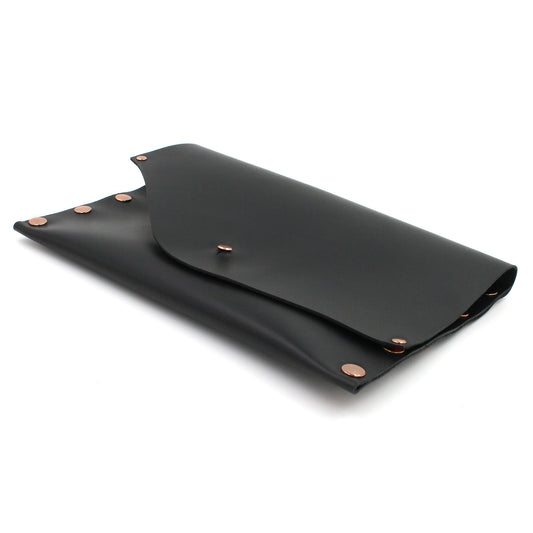 Black Leather Clutch with Copper Rivets