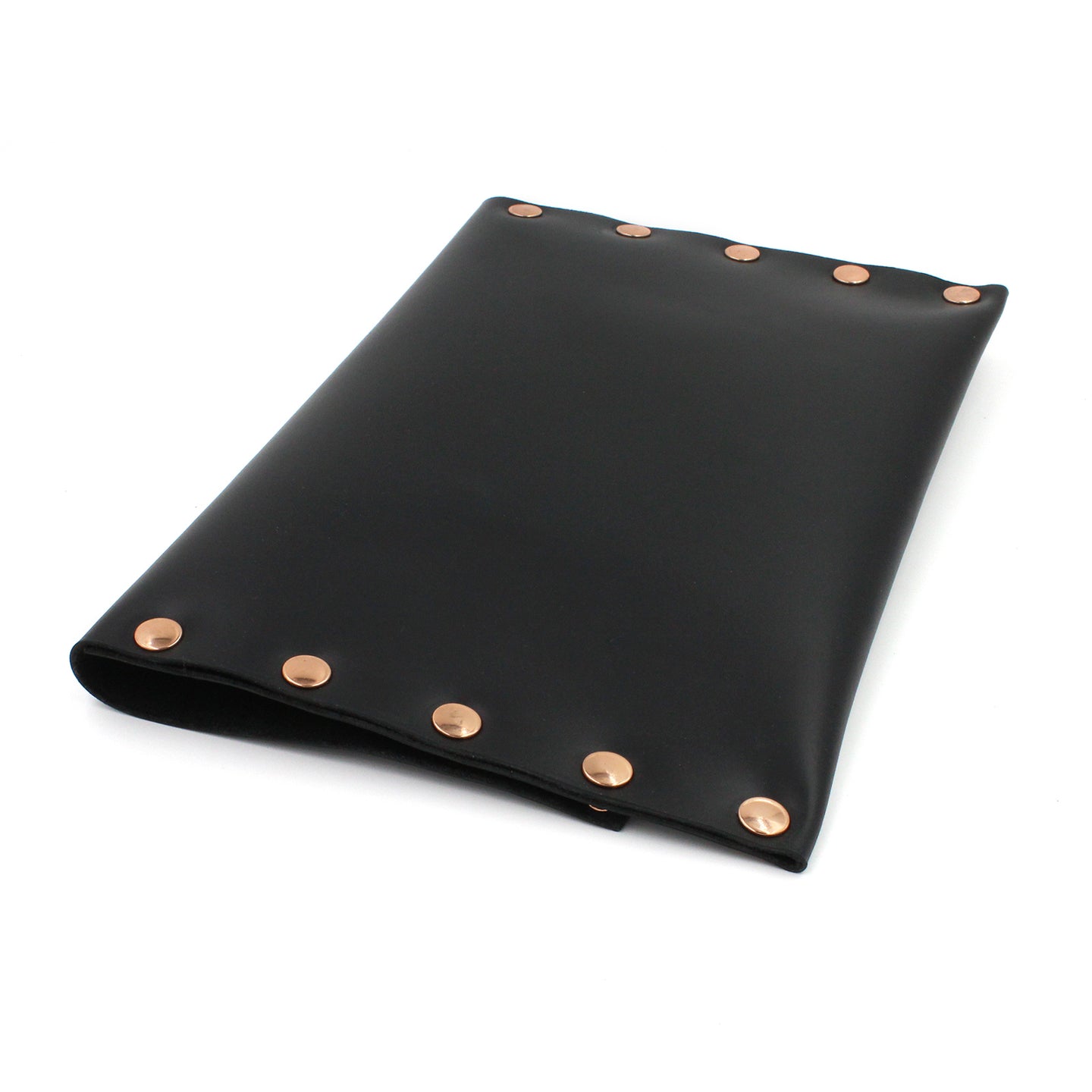 Black Leather Clutch with Copper Rivets