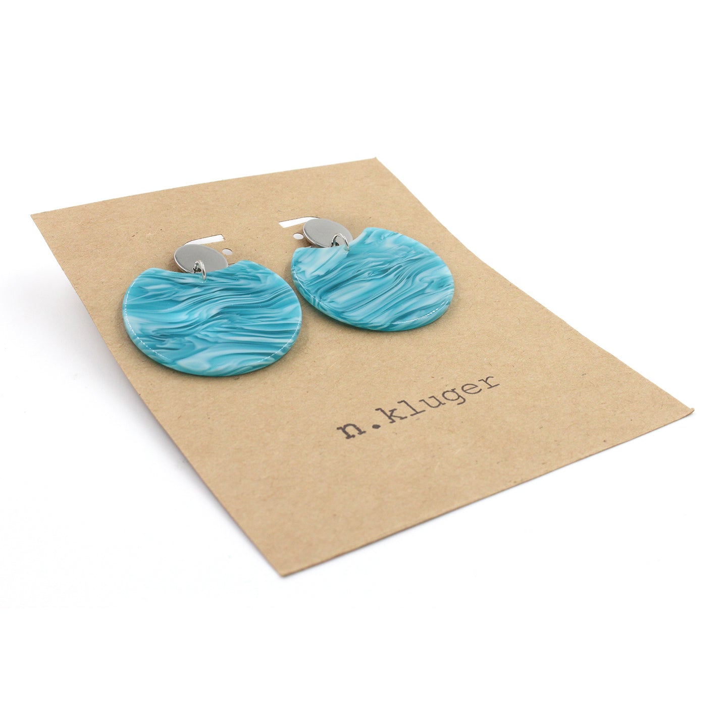 Blue Circle Cutout Acrylic Drop Earrings