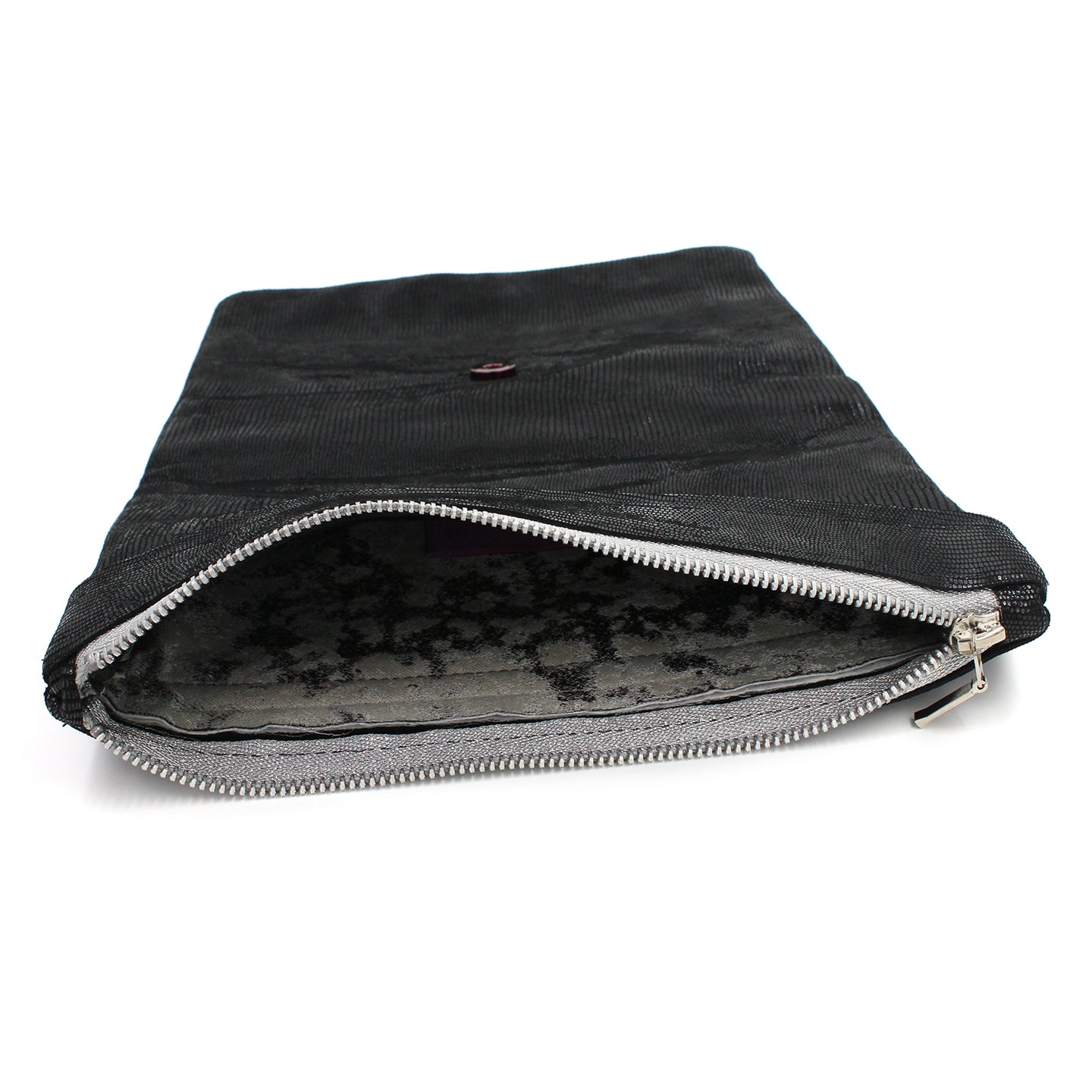 Black & White Metallic Mixed Leather & Fabric Clutch - N.Kluger Designs clutch