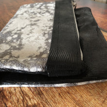 Black & White Metallic Mixed Leather & Fabric Clutch - N.Kluger Designs clutch