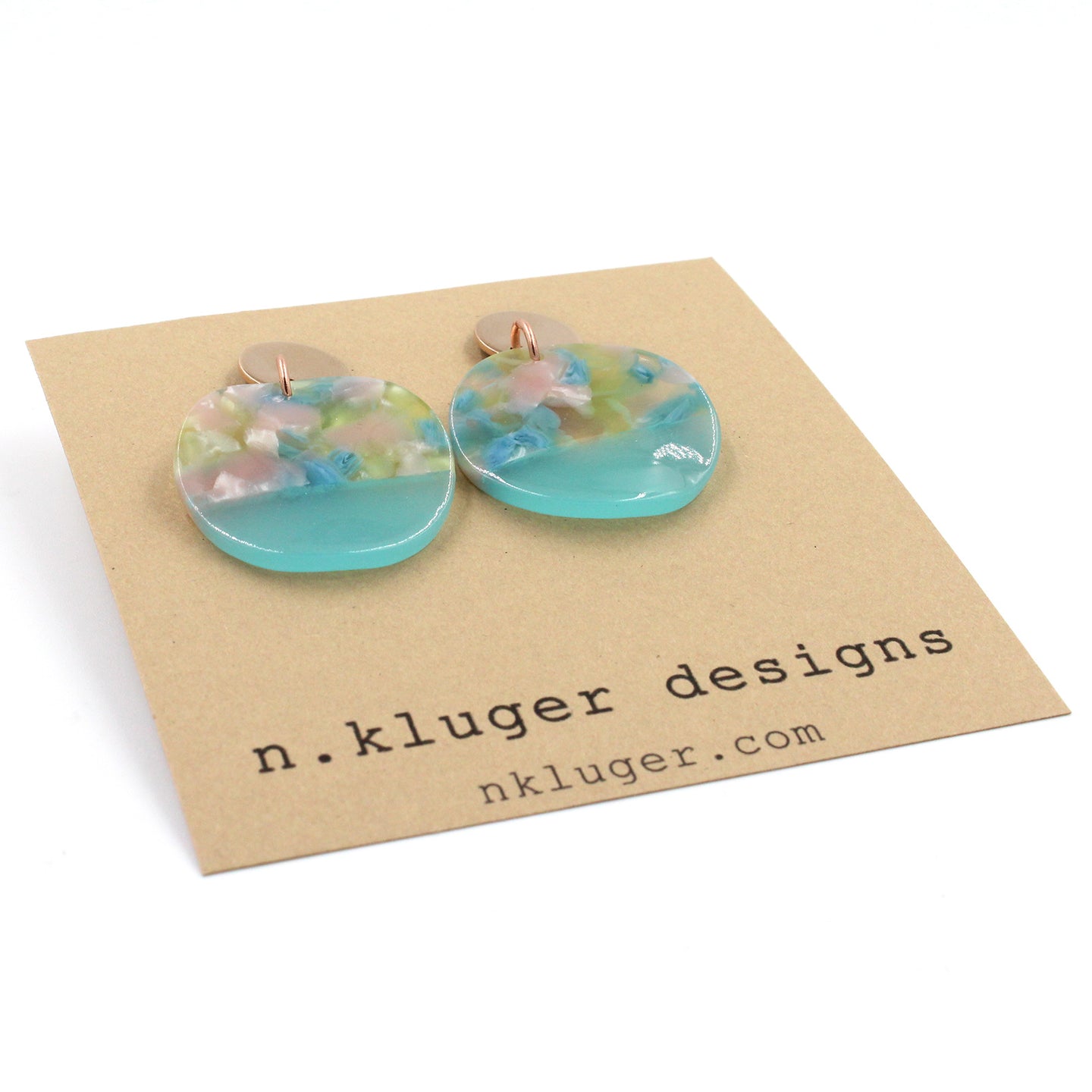 Baby Blue Floral Acrylic Wavy Circles Drop Earrings