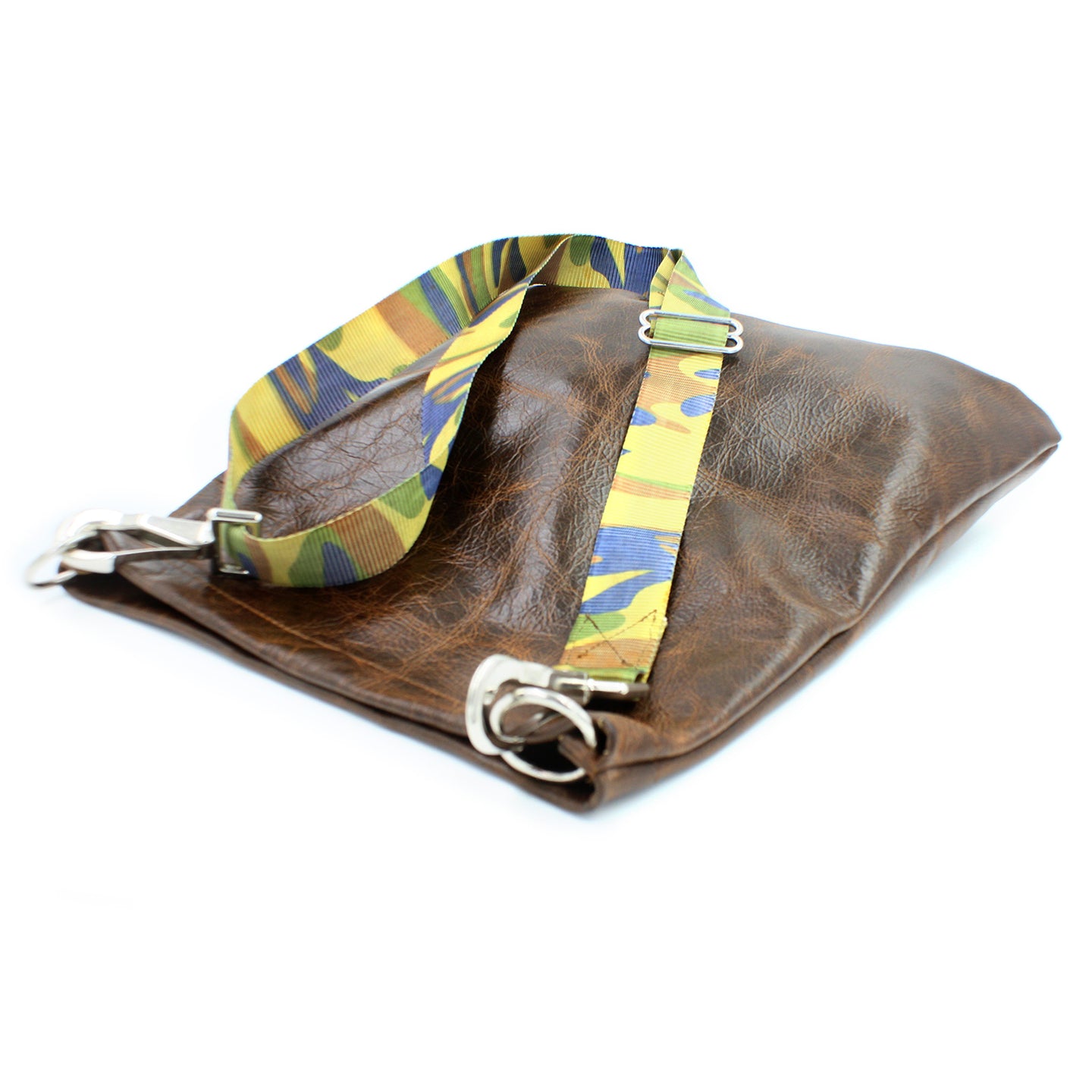 Brown Leather & Camo Shoulder/Cross-Body Bag