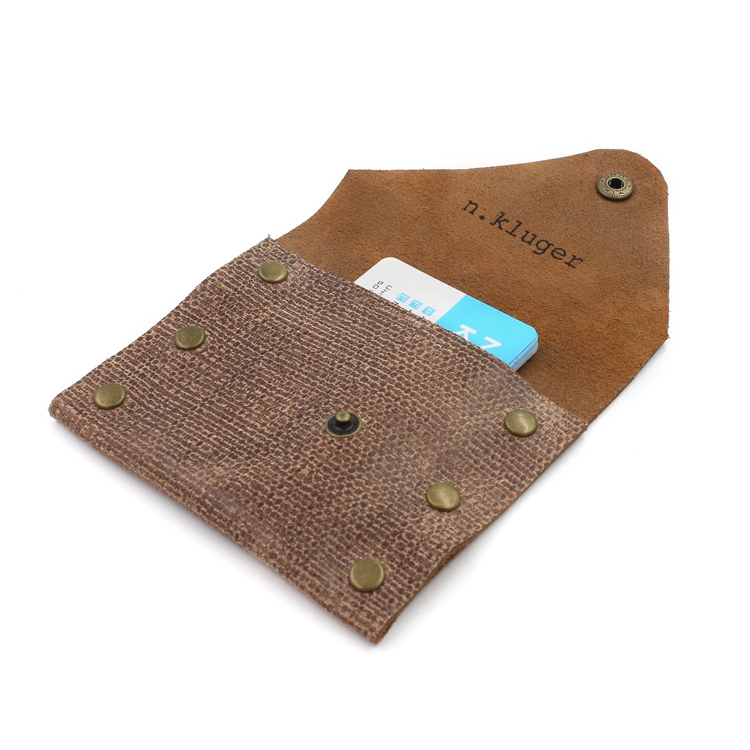 Distressed Brown Leather Business Card Case