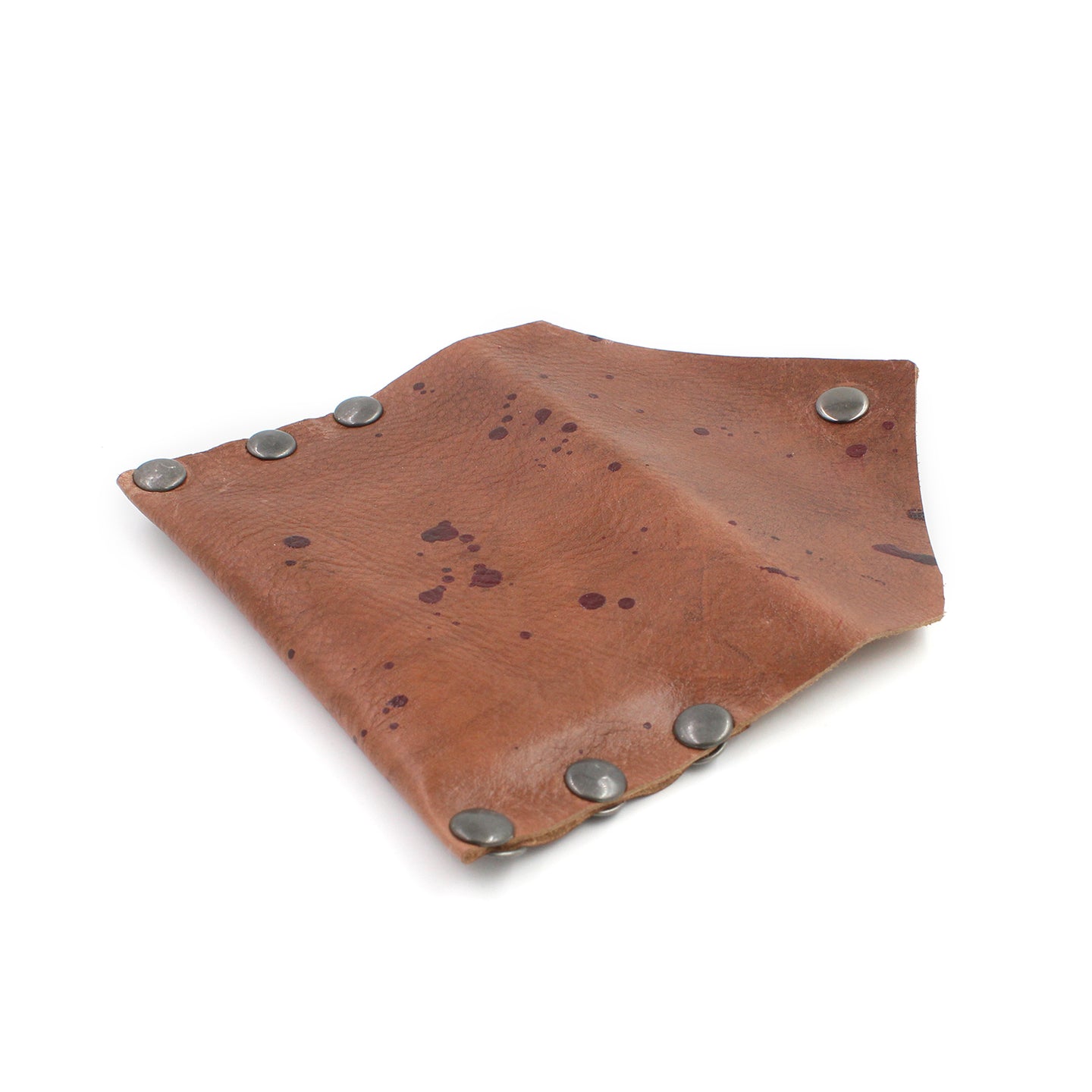 Red Speckled Handmade Brown Leather Business Card Case/Wallet - N.Kluger Designs Card Case