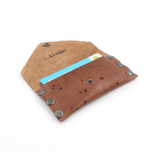 Red Speckled Handmade Brown Leather Business Card Case/Wallet - N.Kluger Designs Card Case