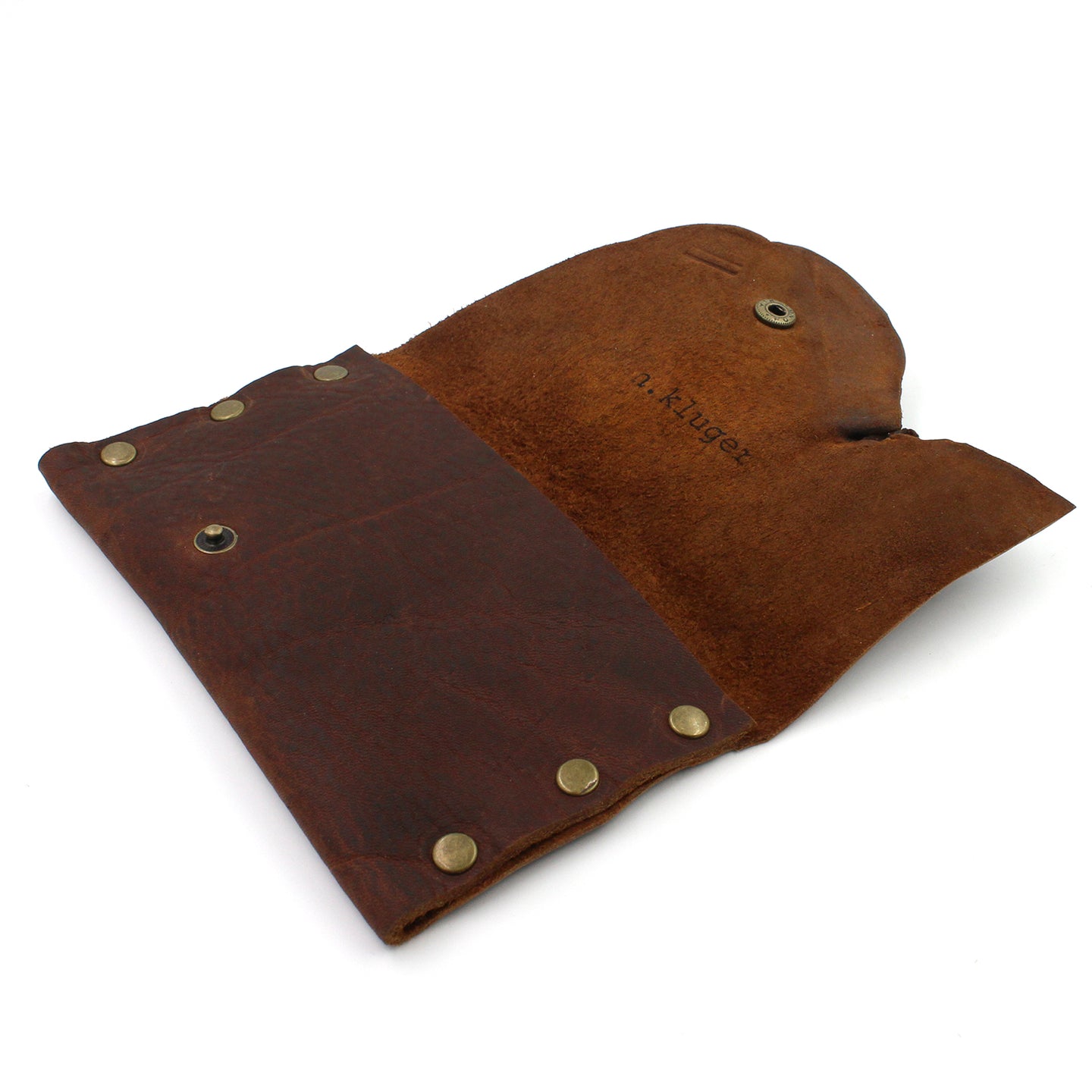 Rustic Dark Brown Handmade Leather Wide Simple Wallet / Card Case - N.Kluger Designs Card Case