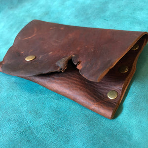 Rustic Dark Brown Handmade Leather Wide Simple Wallet / Card Case - N.Kluger Designs Card Case