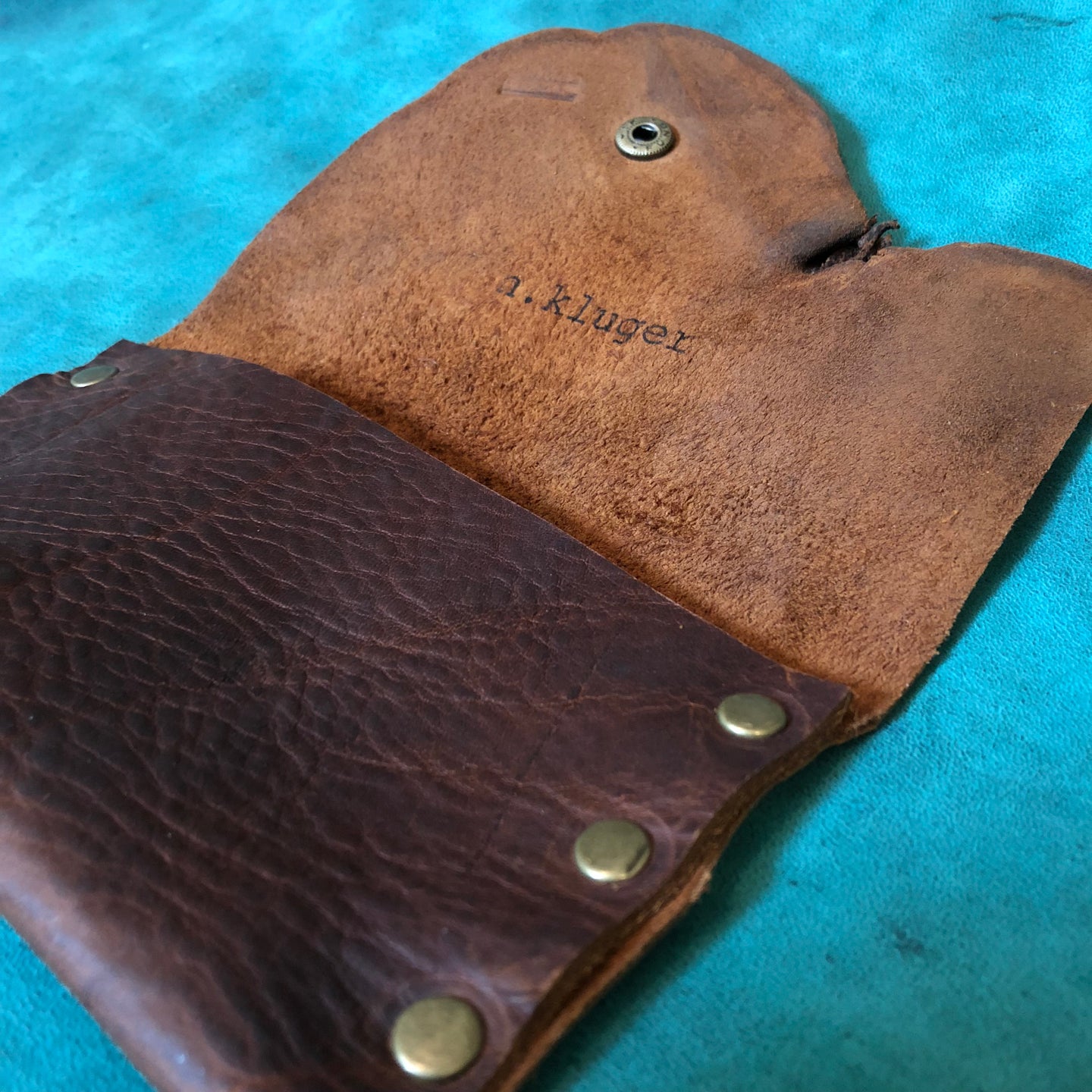 Rustic Dark Brown Handmade Leather Wide Simple Wallet / Card Case - N.Kluger Designs Card Case