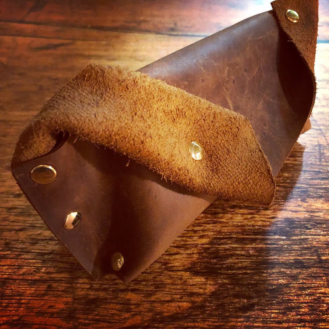 Rustic Dark Brown Handmade Leather Eye Glass Holder/Pouch - N.Kluger Designs Card Case