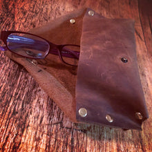 Rustic Dark Brown Handmade Leather Eye Glass Holder/Pouch - N.Kluger Designs Card Case
