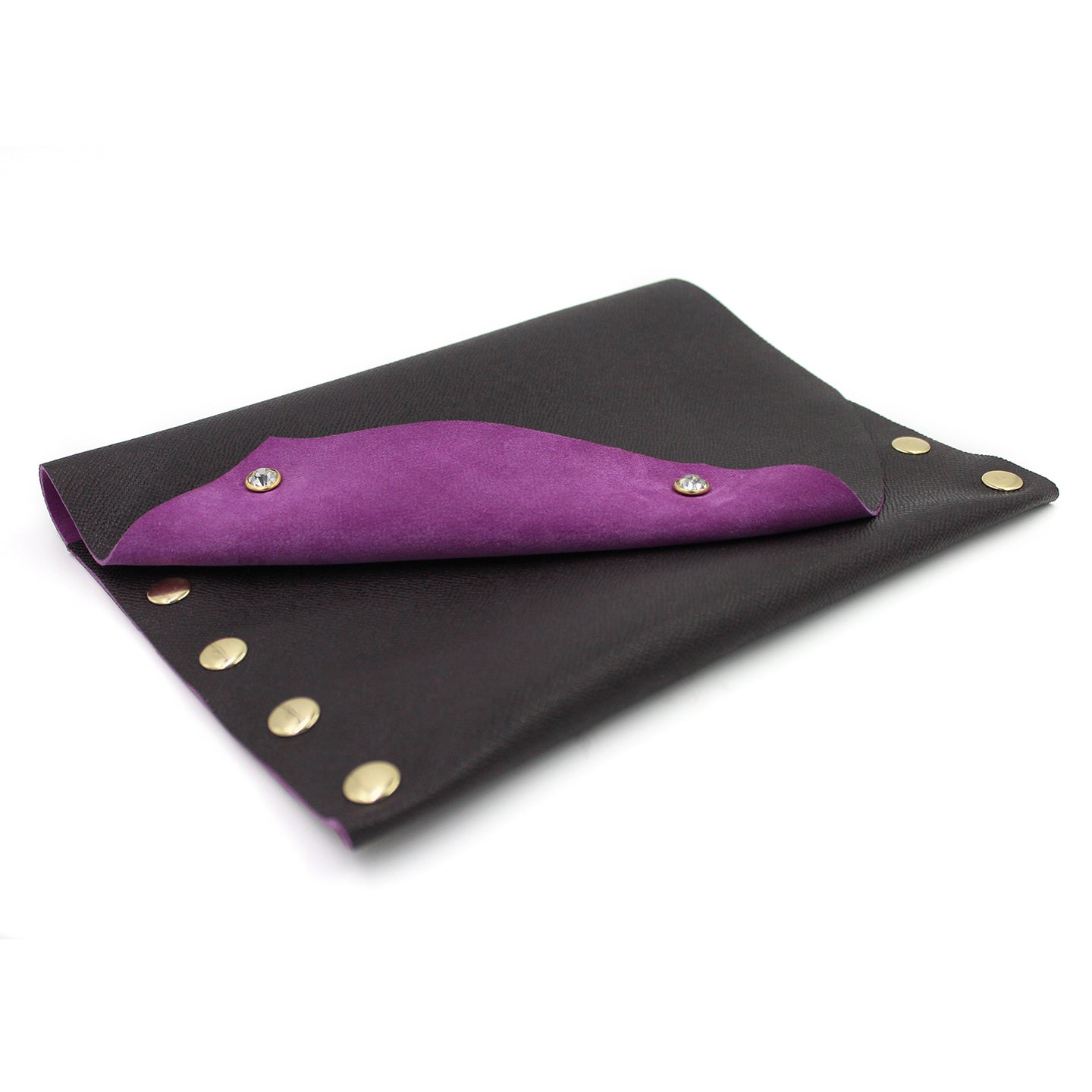 Eggplant and Pink Genuine Italian Leather Clutch 2 - N.Kluger Designs clutch