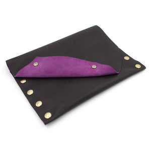 Eggplant and Pink Genuine Italian Leather Clutch 2 - N.Kluger Designs clutch