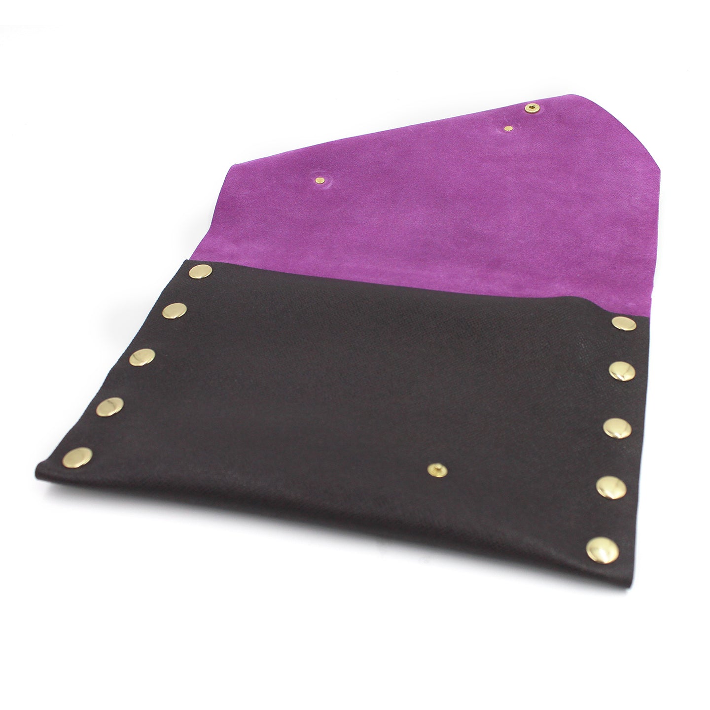 Eggplant and Pink Genuine Italian Leather Clutch 2 - N.Kluger Designs clutch