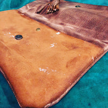 Distressed Genuine Brown Leather  Foldover Clutch - N.Kluger Designs clutch