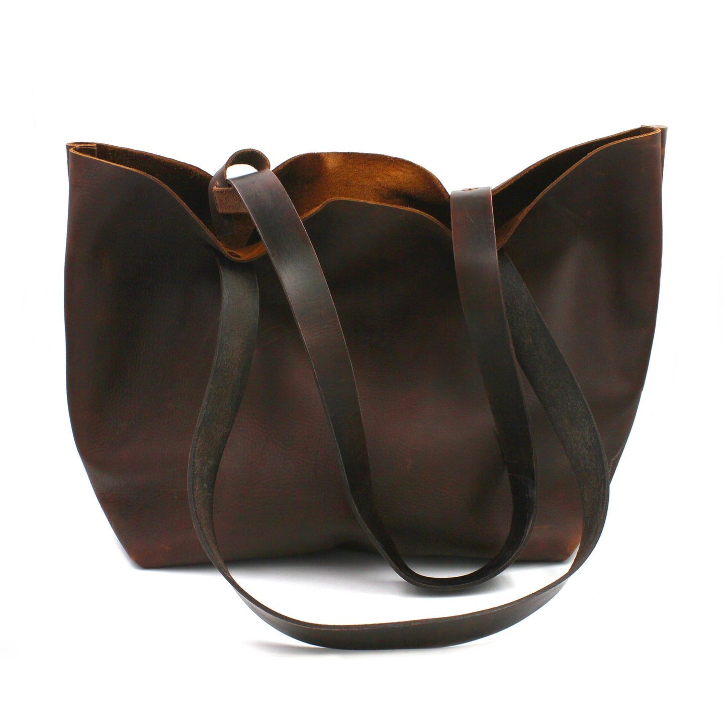 Rustic Dark Brown Handmade Leather Tote bag w/Detachable Wristlet - N.Kluger Designs totebag