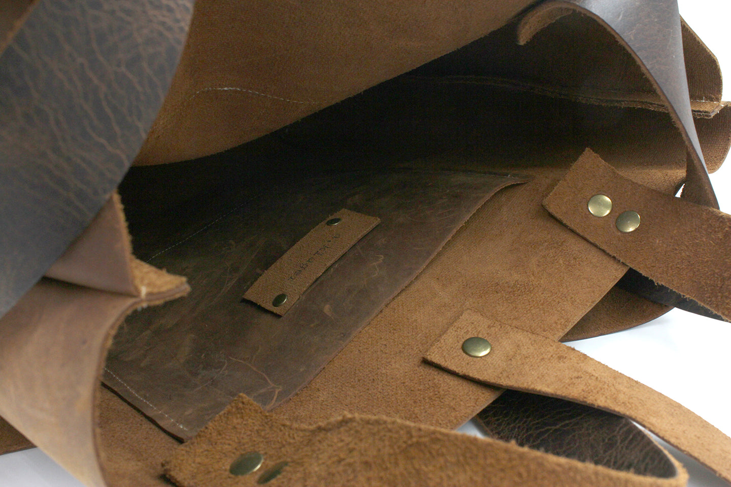 Brown Leather Tote Bag Shopper with Lambskin Pocket - N.Kluger Designs totebag