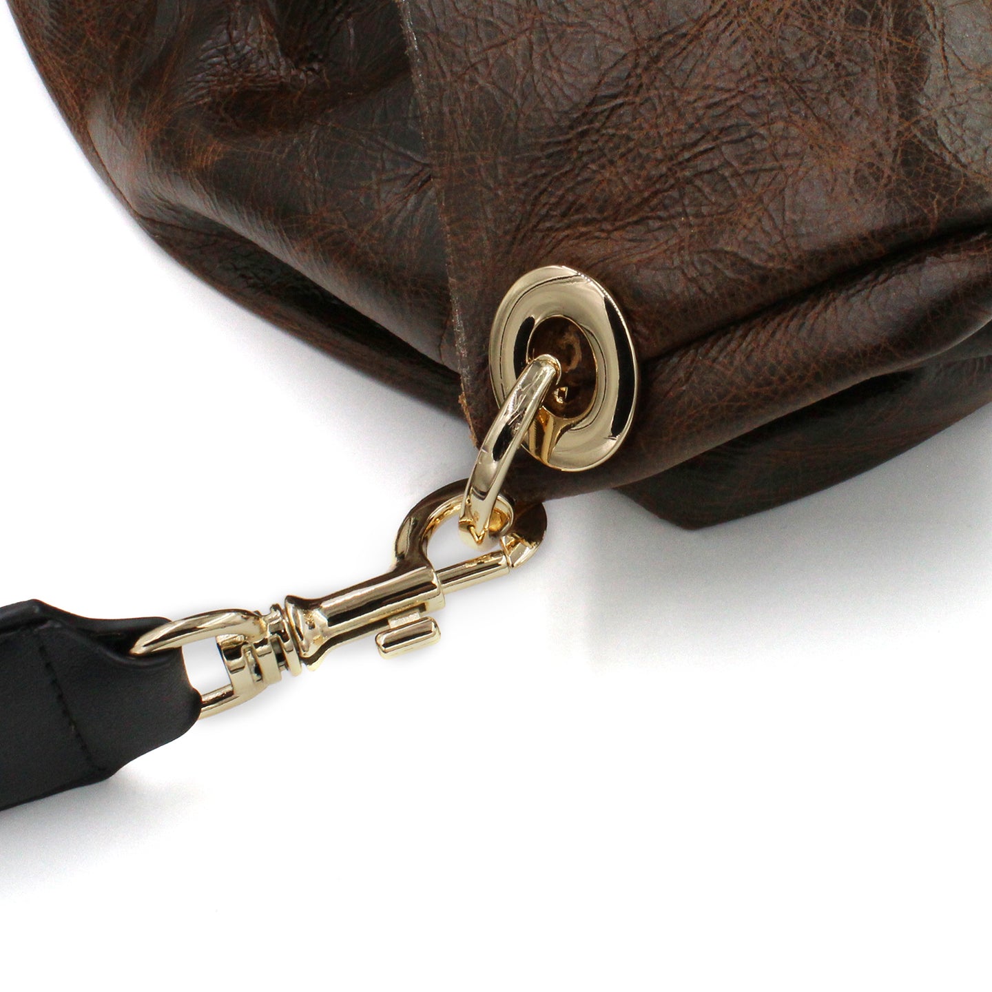 Brown Leather & Shimmery Camo Strap Tote Bag