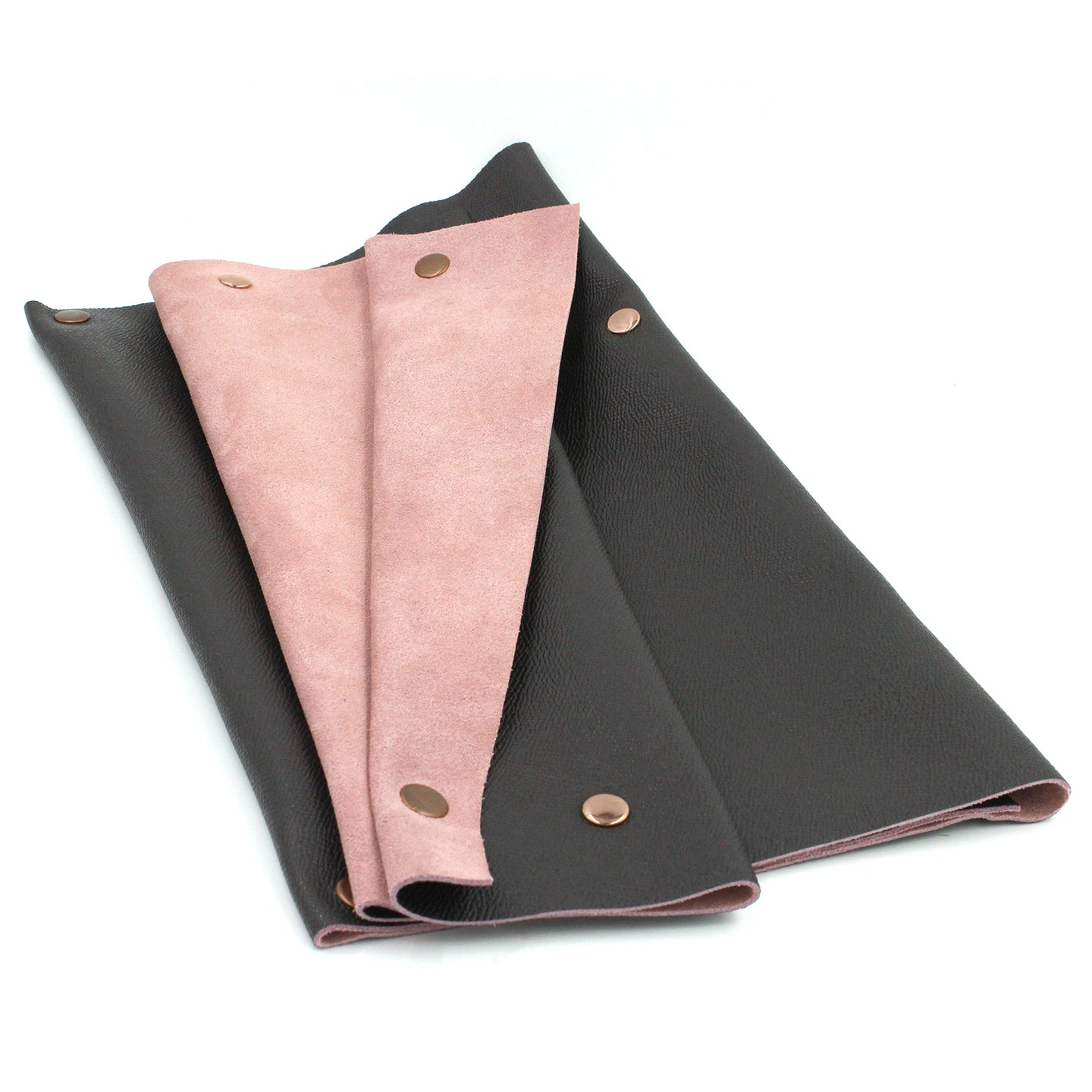Brown Leather with Pink Suede Oversized Fan Clutch