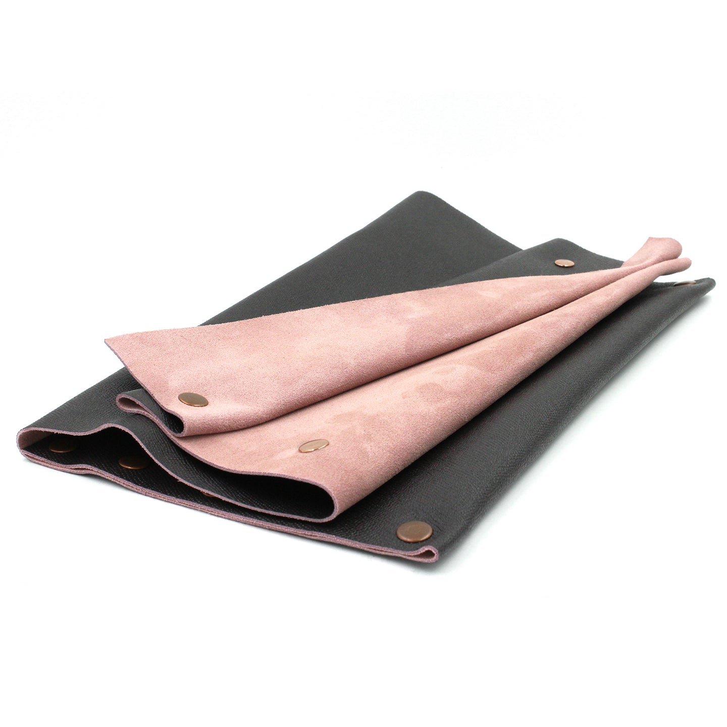Brown Leather with Pink Suede Oversized Fan Clutch
