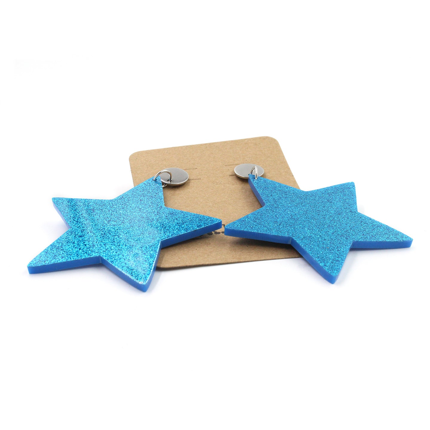 Blue Glitter Star Acrylic Dangling Earrings
