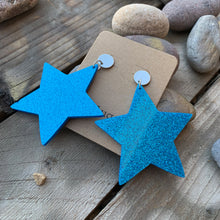 Blue Glitter Star Acrylic Dangling Earrings