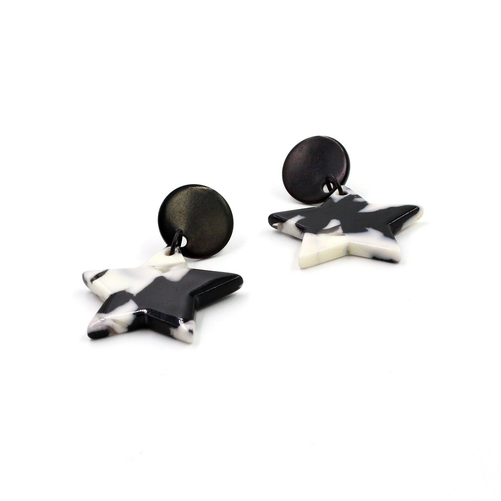 Black & White Acrylic Stars Dangling Earrings