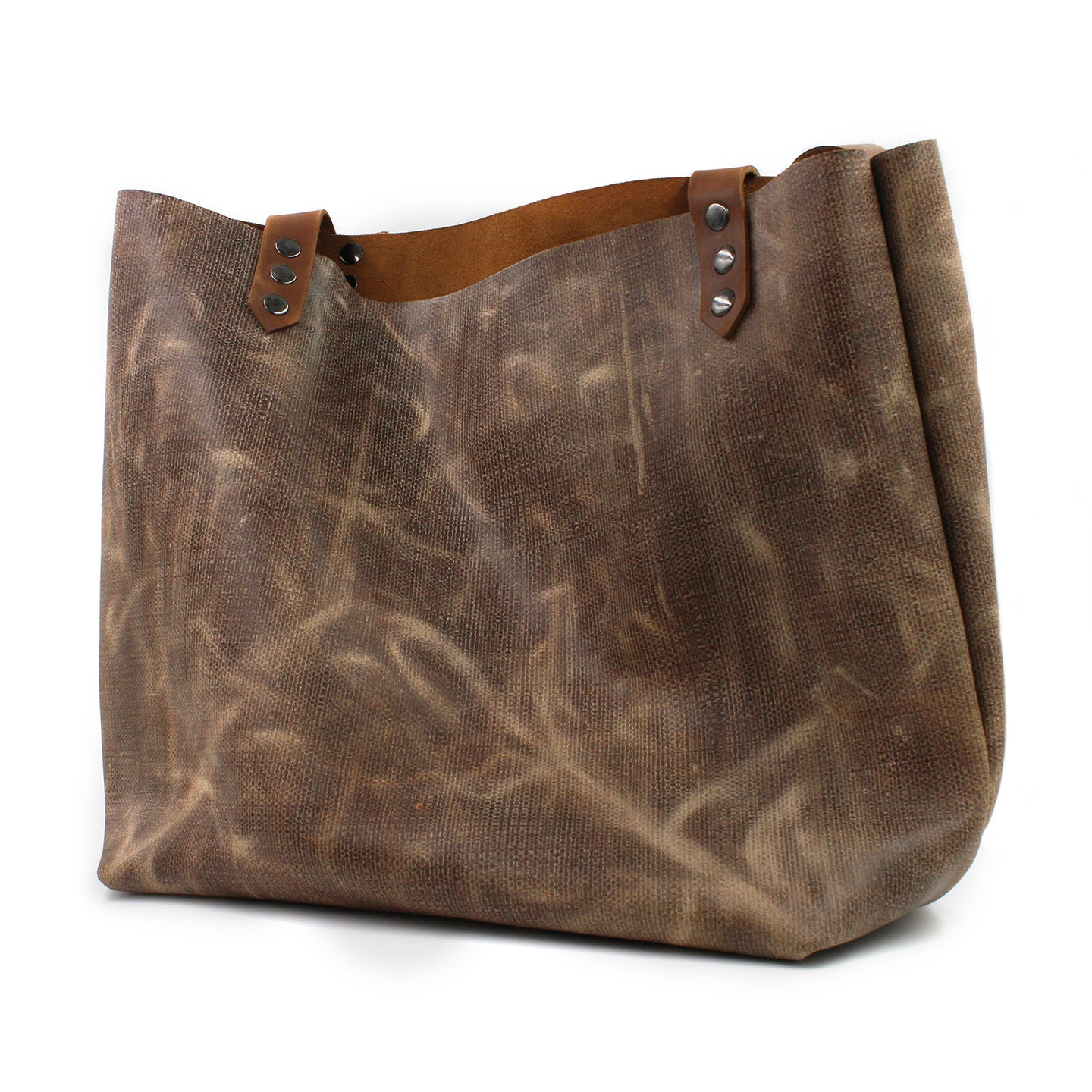 Distressed Genuine Leather Brown Totebag - N.Kluger Designs totebag