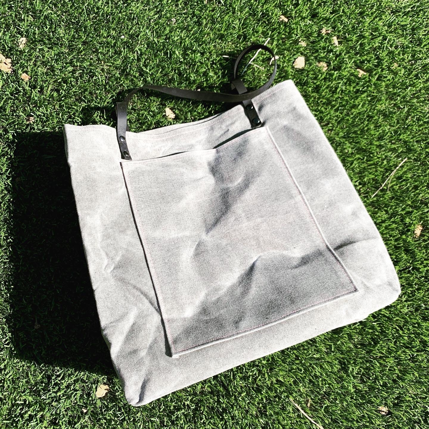 Salt & Pepper Grey Waxed Canvas & Leather Tote Bag