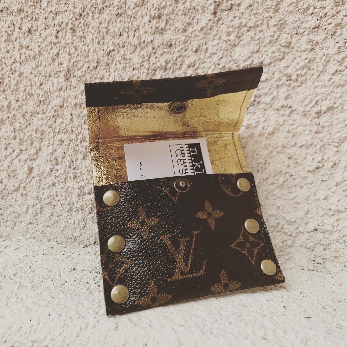 Repurposed Louis Vuitton Leather Card Case / Mini Wallet