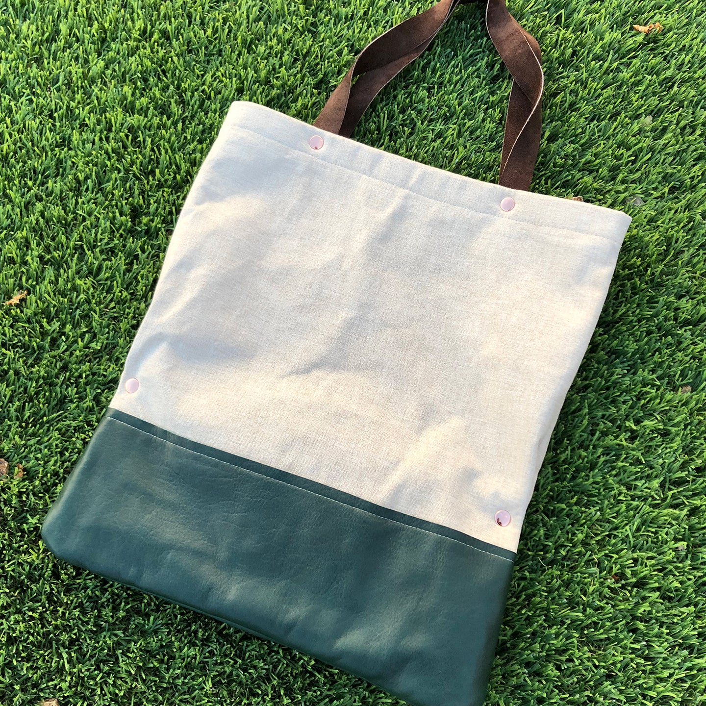 The Perfect Canvas & Leather Tote Bag Shopper - N.Kluger Designs totebag