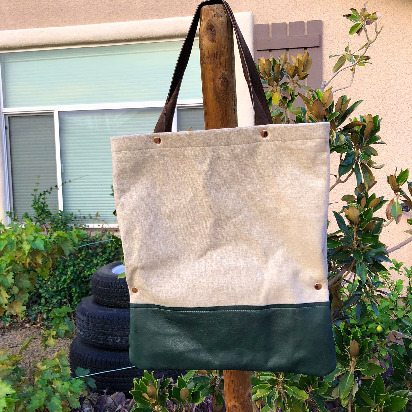 The Perfect Canvas & Leather Tote Bag Shopper - N.Kluger Designs totebag