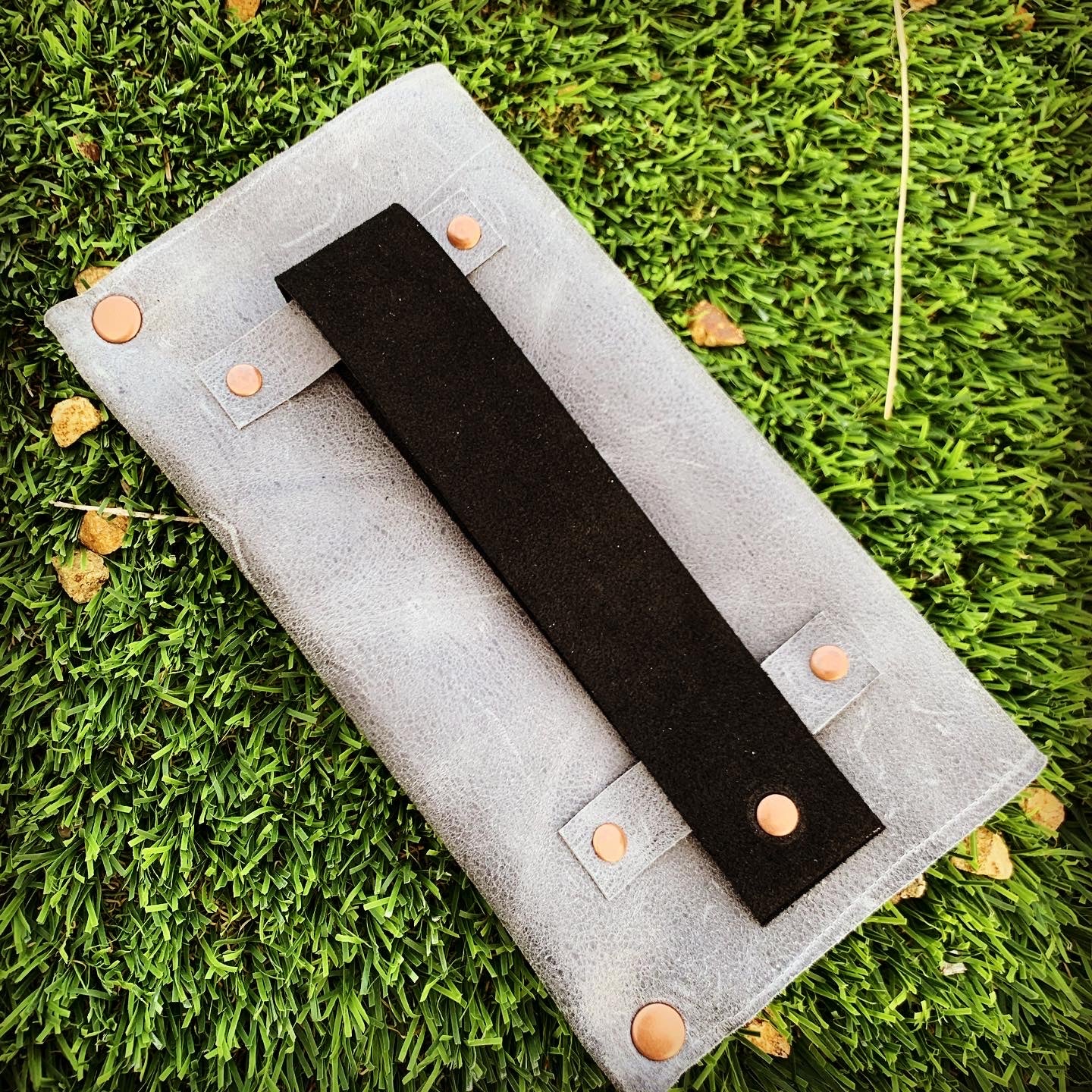 Grey Leather Convertible Belt Clutch