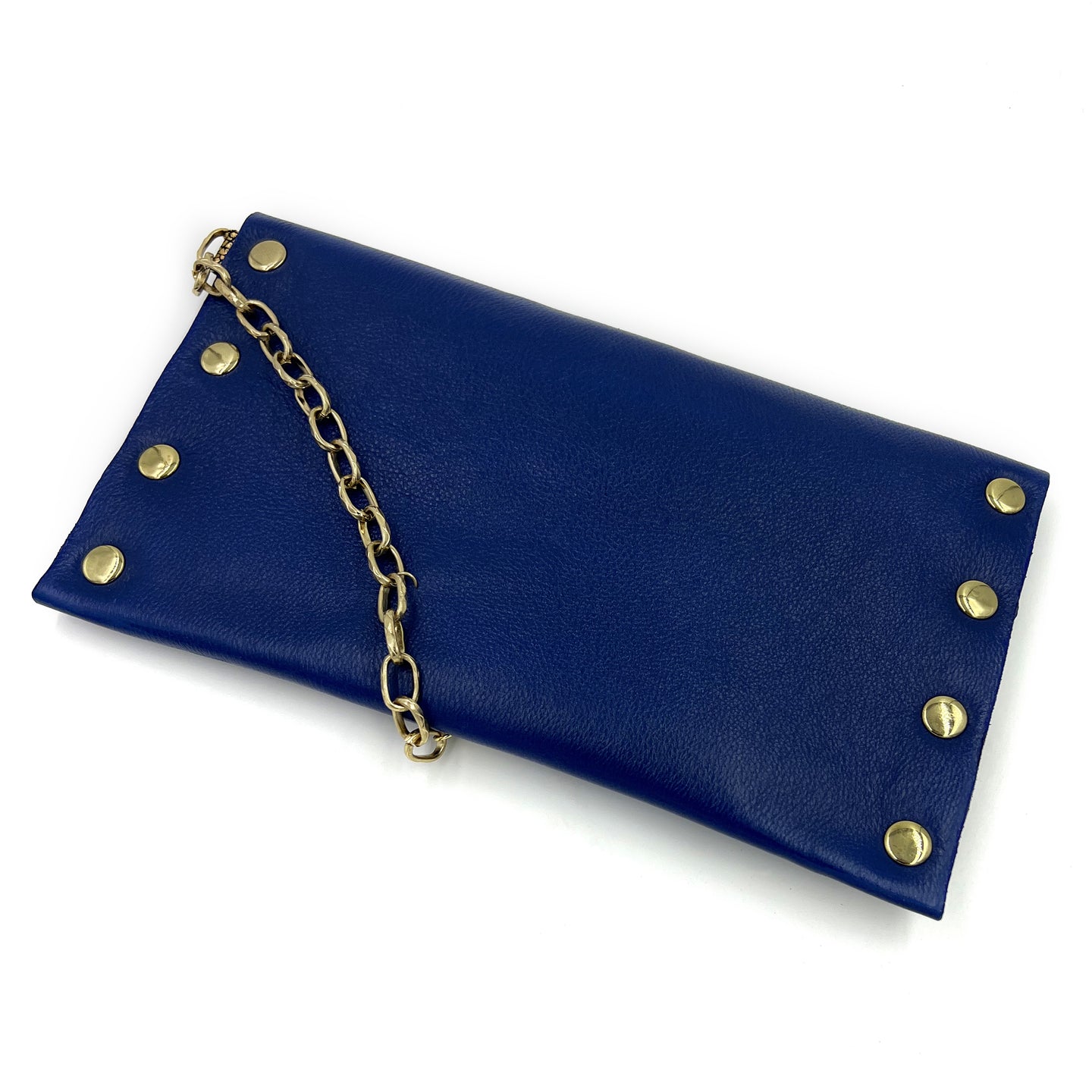 Blue & Gold Genuine Leather Clutch
